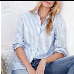 Garnet Hill Essential Cotton Button Down Striped Shirt 8